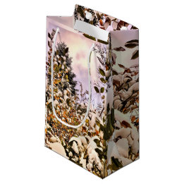 Fresh Snow On Coloured Leaves Small Gift Bag