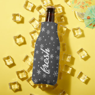 fresh snowflakes dark grey pattern bottle cooler