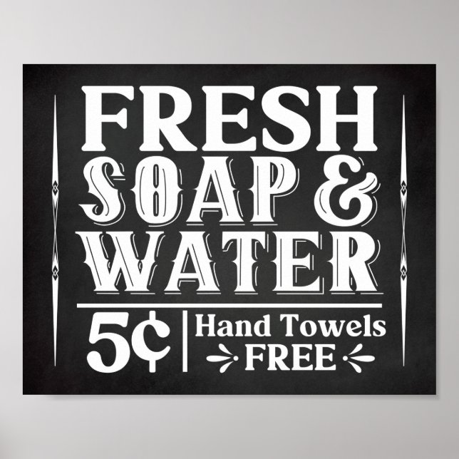 Fresh Soap & Water Vintage Farmhouse Bathroom Post Poster (Front)