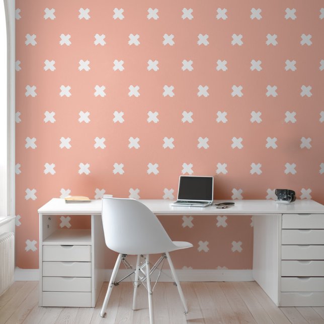 Fresh Soft-Peach-White Cross Pattern  Wallpaper (Creator Uploaded)