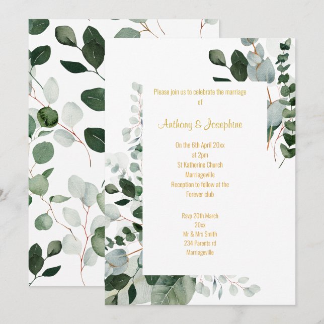 FRESH SPRING BOTANICAL WEDDING INVITATION (Front/Back)