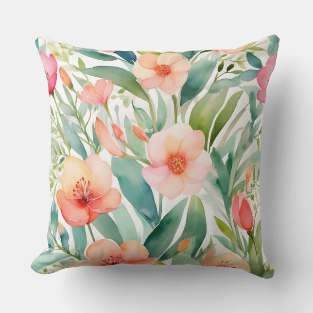 Fresh Spring Botanicals Throw Pillow (Front)
