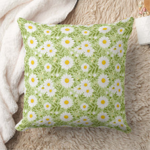 Fresh Spring Daisy Vector Art Throw Pillow