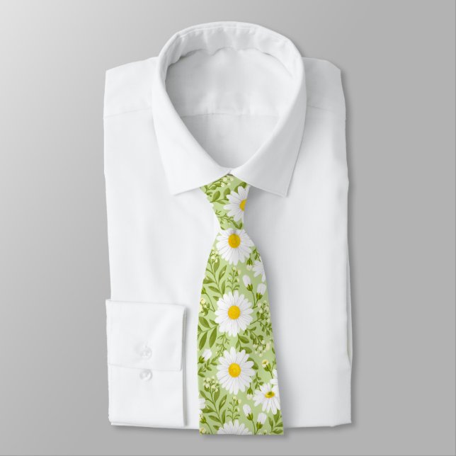 Fresh Spring Daisy Vector Art Tie (Tied)