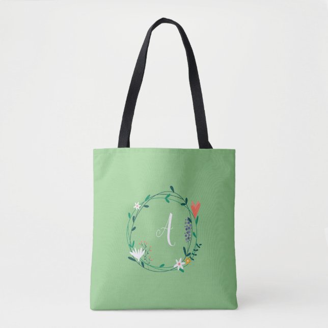Fresh Spring Floral Garland Personalised Tote Bag (Front)