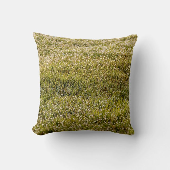 Fresh spring green grass background, with bokeh ef throw pillow (Front)