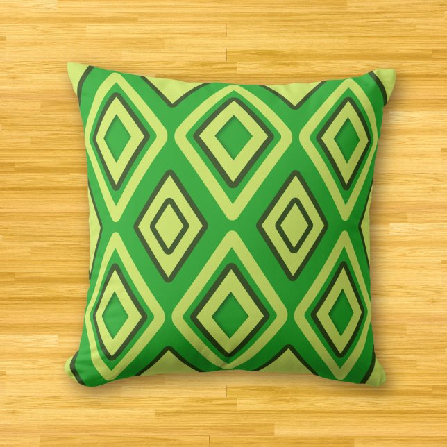 Fresh spring green modern diamond pattern throw pillow (Creator Uploaded)