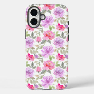 Fresh Spring Vibe: Pink and Purple Floral Design iPhone 16 Plus Case