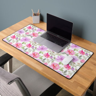 Fresh Spring Vibe: Pink and Purple Floral Design Desk Mat
