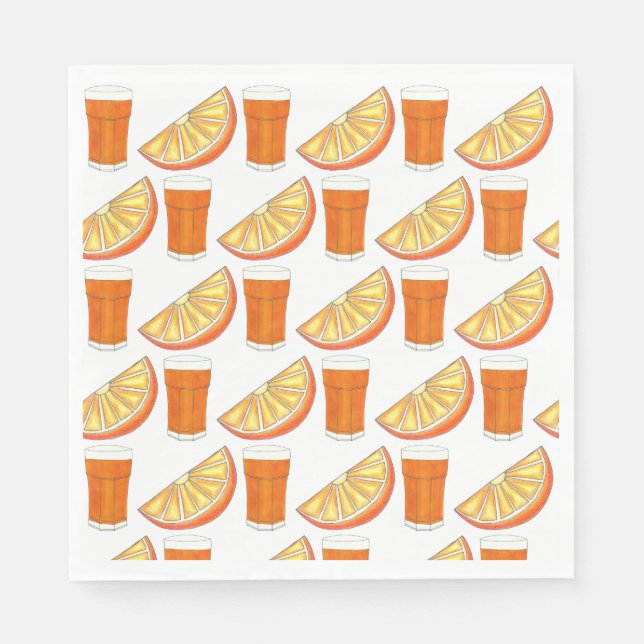 Fresh Squeezed OJ Orange Juice Citrus Fruit Slice Napkin (Front)