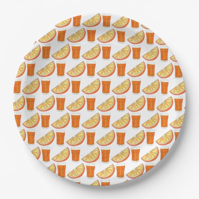Fresh Squeezed OJ Orange Juice Citrus Fruit Slice Paper Plate (Front)