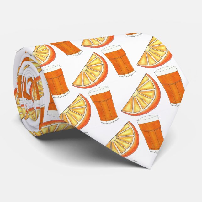 Fresh Squeezed OJ Orange Juice Citrus Fruit Slice Tie (Rolled)