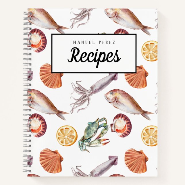 Fresh Squid & Seafood Customizable Recipe Book (Front)