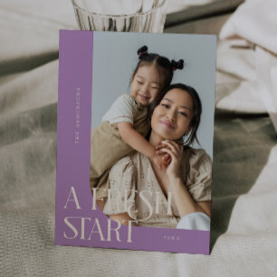 Fresh Start New Year Lilac Curved Frame Photo Holiday Card