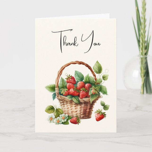 Fresh Strawberries in a Wicker Basket Card (Front)