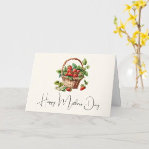 Fresh Strawberries in a Wicker Basket Mother's Day Card
