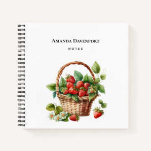 Fresh Strawberries in a Wicker Basket Notebook