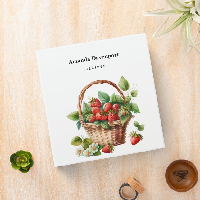 Fresh Strawberries in a Wicker Basket Recipes Binder (In Situ)