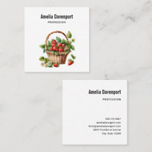 Fresh Strawberries in a Wicker Basket Square Business Card