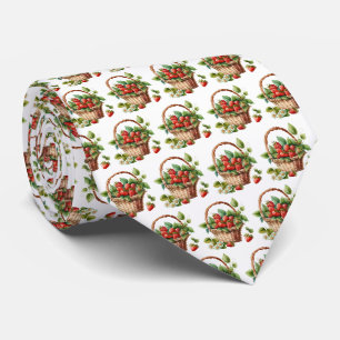 Fresh Strawberries in a Wicker Basket Tie