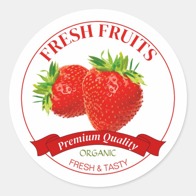 Fresh strawberries label sticker (Front)