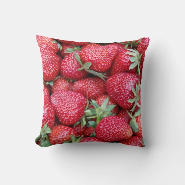 fresh strawberries throw pillow (Front)