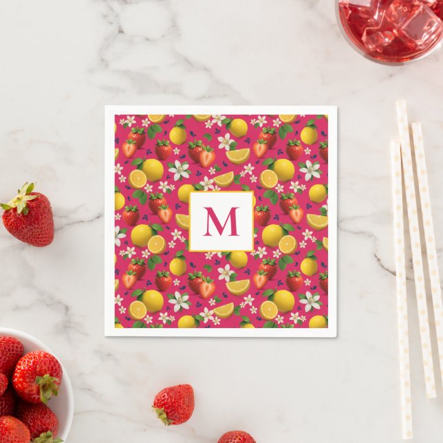 Fresh Strawberry and Lemon Pattern Napkin (Insitu)