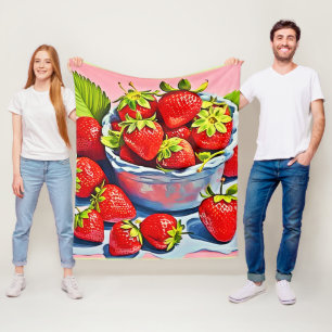 Fresh Strawberry Bowl Fleece Blanket