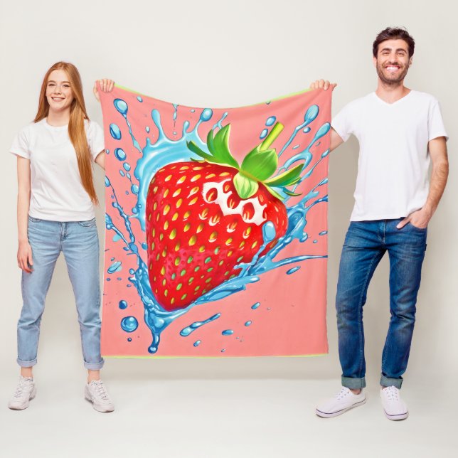 Fresh Strawberry Burst Fleece Blanket (In Situ)