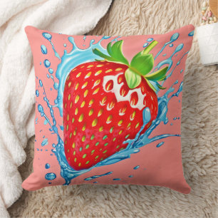 Fresh Strawberry Burst Throw Pillow
