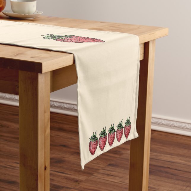 Fresh Strawberry Cluster Summer Fruit Inspiration Short Table Runner (In Situ)