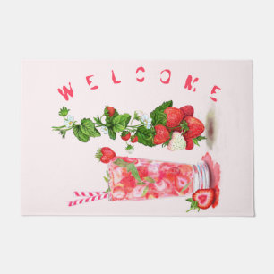 Fresh Strawberry Cool Drink Doormat - Welcome