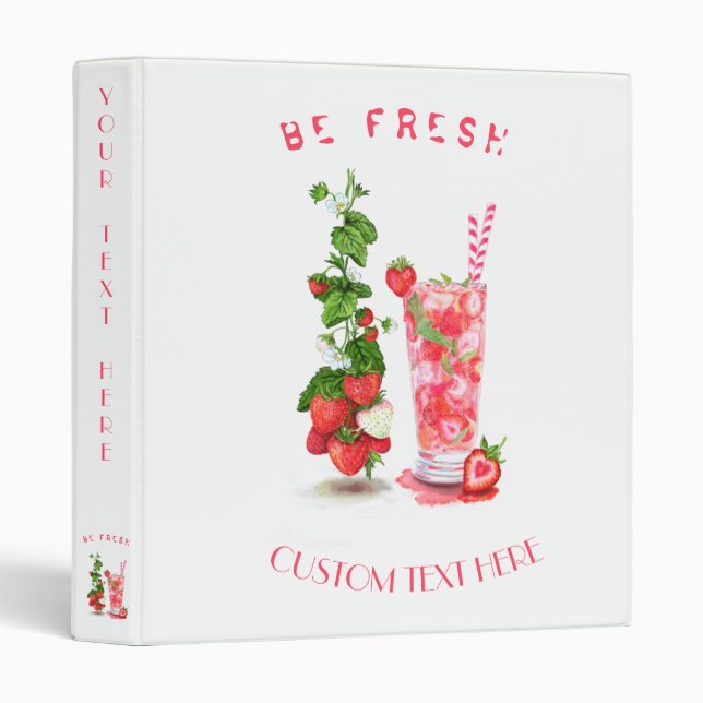 Fresh Strawberry Juice Cool Drink - Summer Fruits  Binder (Front/Spine)