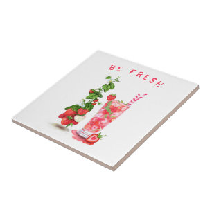Fresh Strawberry Juice Cool Drink - Summer Fruits Tile