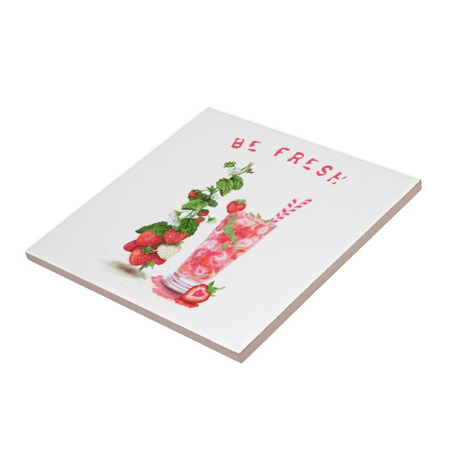Fresh Strawberry Juice Cool Drink - Summer Fruits  Tile (Side)