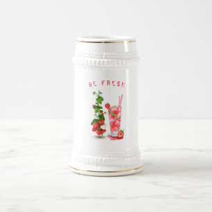 Fresh Strawberry Juice Cool Drink - Summer Time Beer Stein