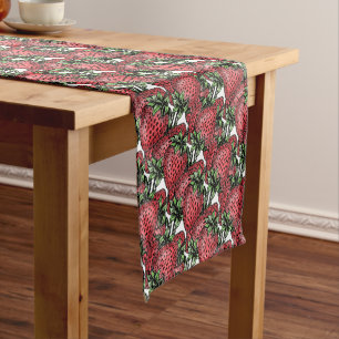 Fresh Strawberry Pattern Summer Fruit Inspiration Short Table Runner