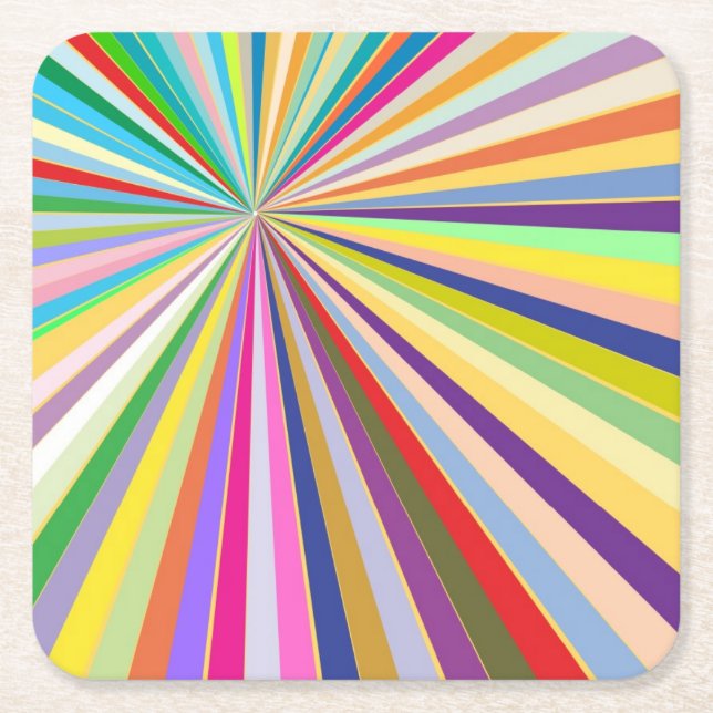 Fresh striped background square paper coaster (Front)