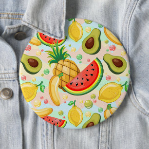 Fresh Summer Fruits Pattern 6 Inch Round Button