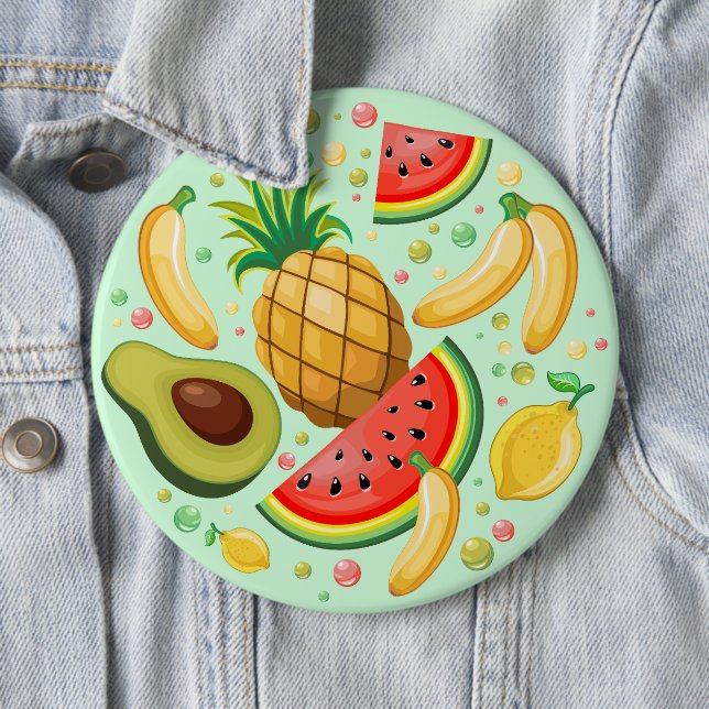 Fresh Summer Fruits Pattern 6 Inch Round Button (In Situ)