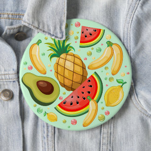 Fresh Summer Fruits Pattern 6 Inch Round Button