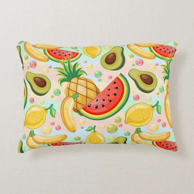 Fresh Summer Fruits Pattern Accent Pillow (Front)