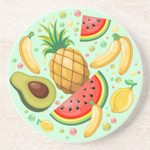 Fresh Summer Fruits Pattern Coaster