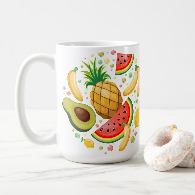 Fresh Summer Fruits Pattern Coffee Mug (With Donut)