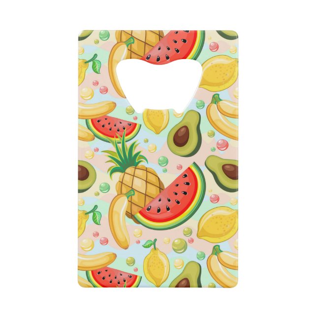Fresh Summer Fruits Pattern Credit Card Bottle Opener (Front)