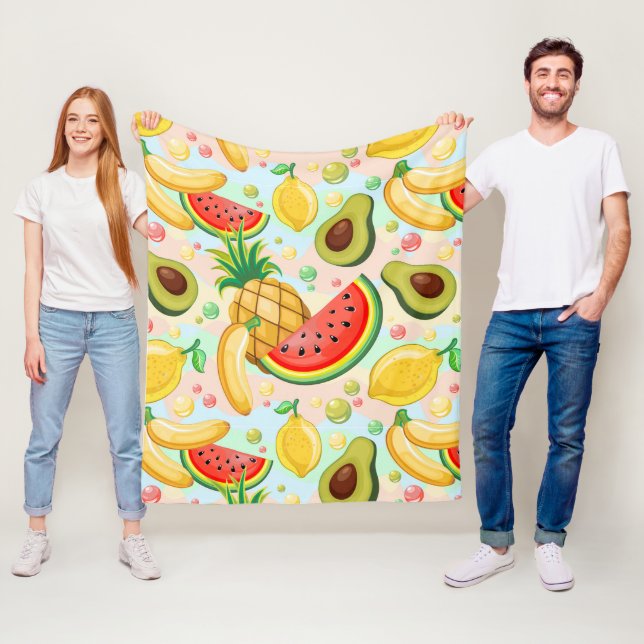 Fresh Summer Fruits Pattern Fleece Blanket (In Situ)