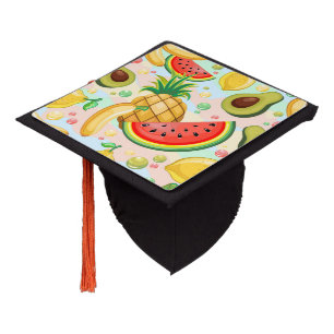Fresh Summer Fruits Pattern Graduation Cap Topper