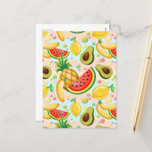 Fresh Summer Fruits Pattern Holiday Postcard