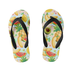Fresh Summer Fruits Pattern Kid's Flip Flops