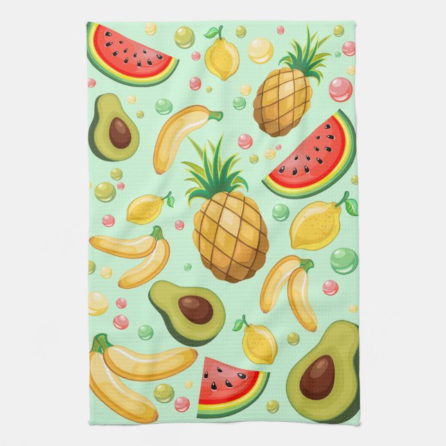 Fresh Summer Fruits Pattern Kitchen Towel (Vertical)